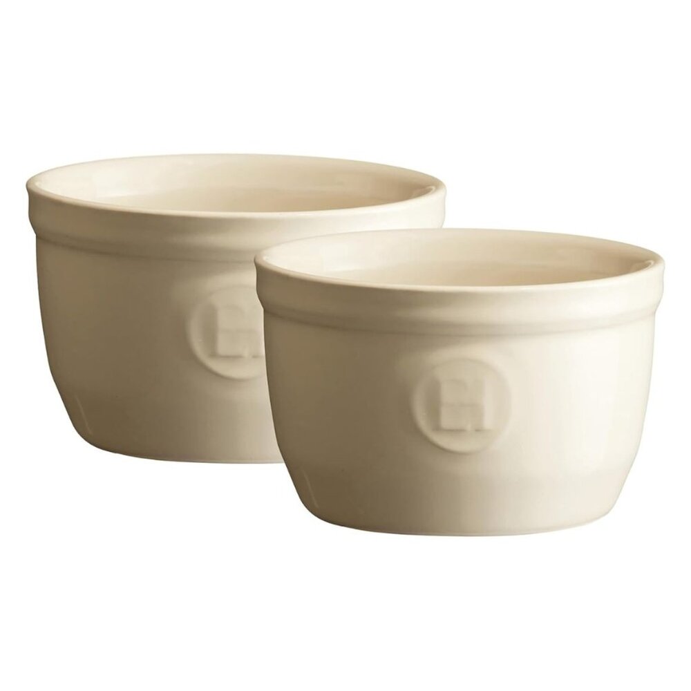 SET 2 Emile Henry Made France 5 oz Ramekin 3.5" by 2" WHITE